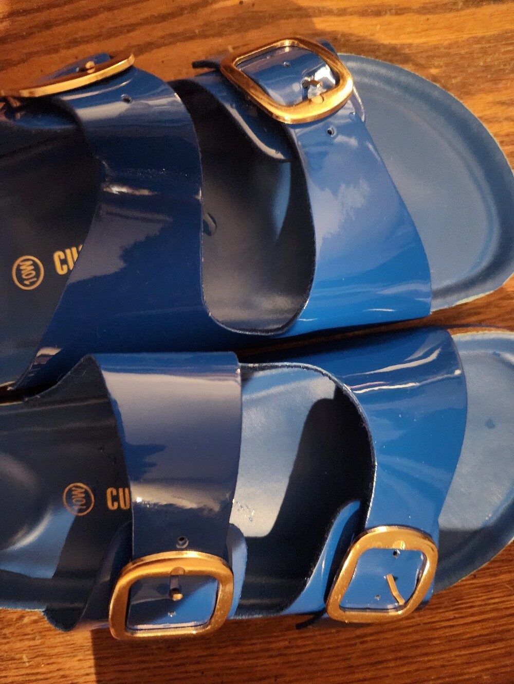 Blue Double-Buckle Comfort Slide Sandals - Picture 3 of 5